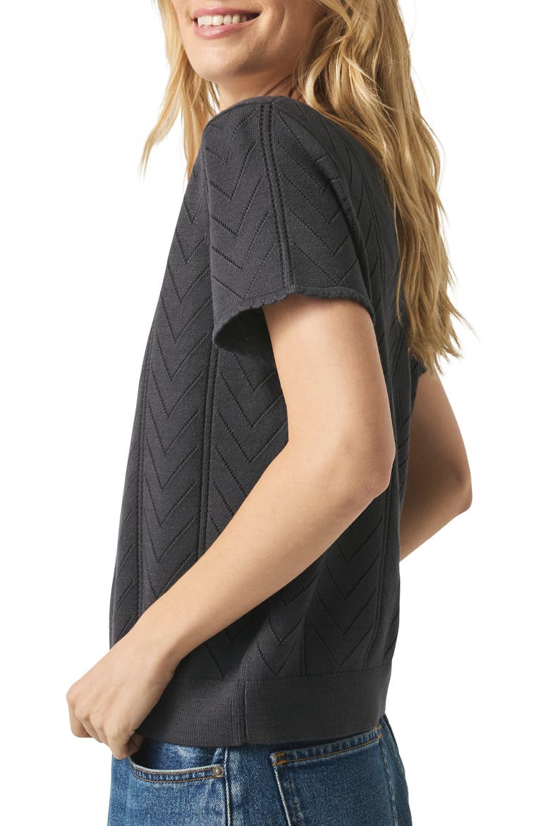 Sabrina Pointelle Short Sleeve Sweater, Alternate, color, LEAD
