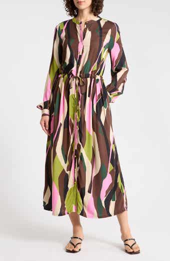 Long Sleeve Print Shirtdress