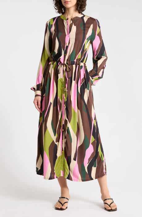 Long Sleeve Print Shirtdress