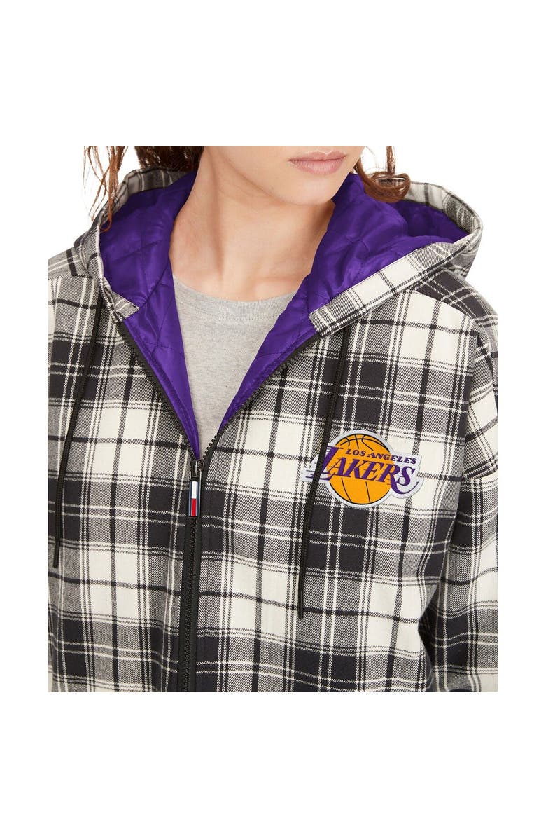 TOMMY JEANS Women's Tommy Jeans Black/Cream Los Angeles Lakers Molly Flannel Full-Zip Hoodie, Alternate, color, Black