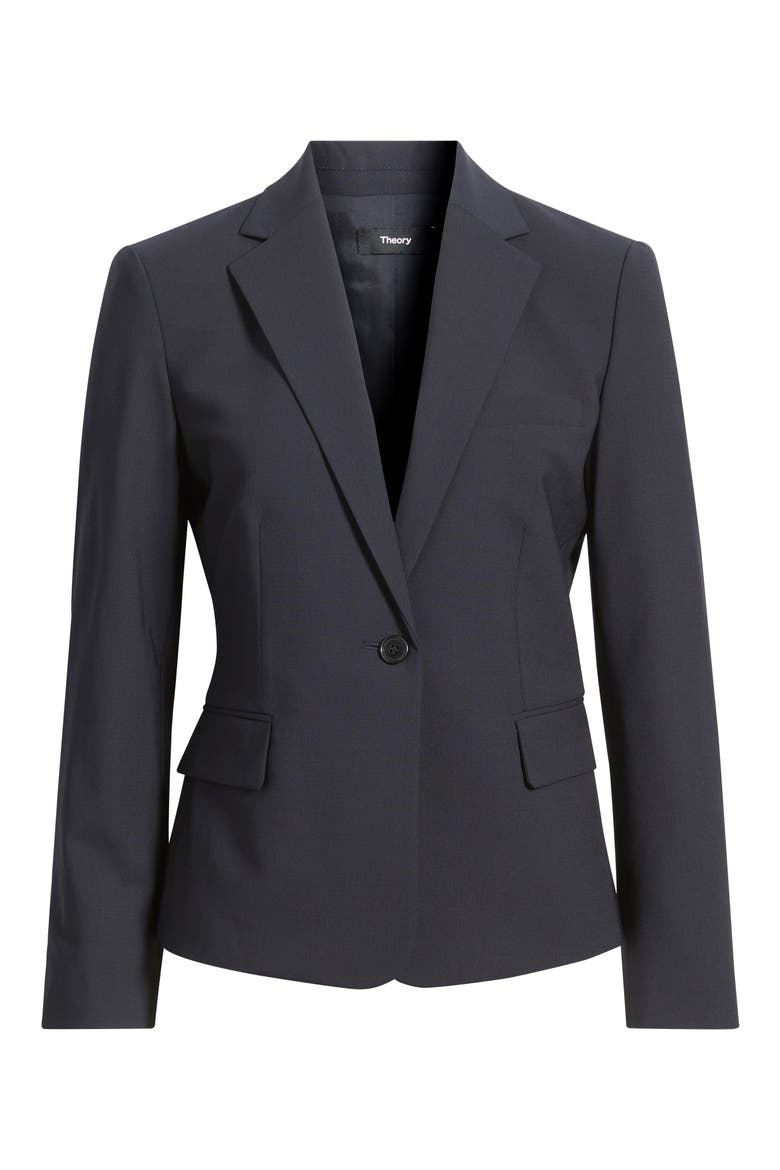 Slim Fit Stretch Wool One Button Blazer, Alternate, color, DEEP NAVY