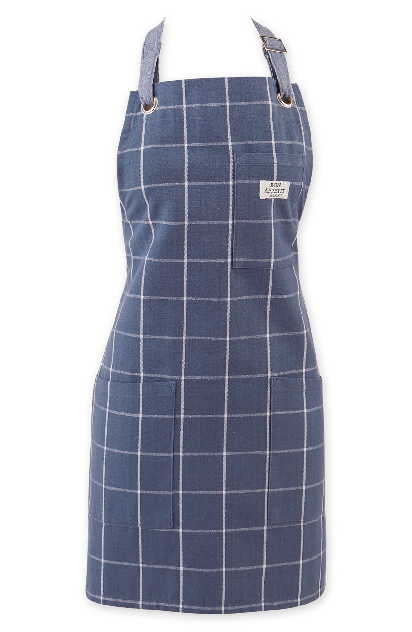 Design Imports Windowpane Print Cotton Apron