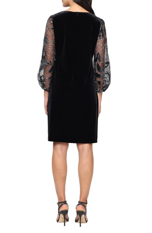 Alex Evenings Metallic Sleeve Velvet Sheath Dress In Multi