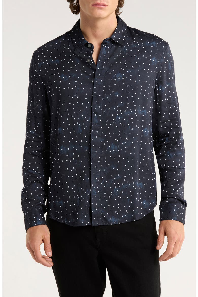 Rodney Hidden Placket Button-Up Shirt, Main, color, BLACK