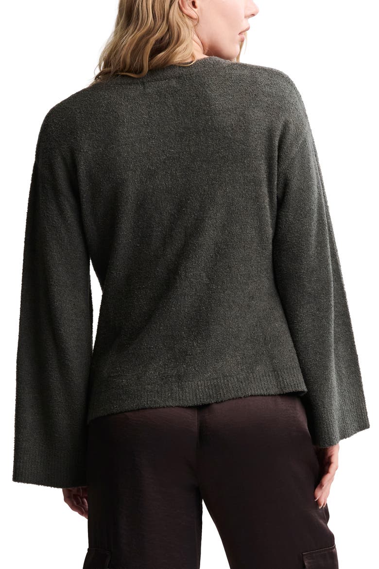 CozyChic® Ultra Lite® Flare Sleeve Button-Up Top, Alternate, color, DARK MOSS
