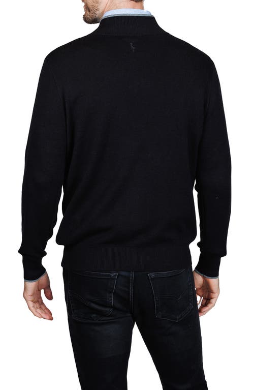 Tailorbyrd Fine Knit Quarter Zip Sweater In Black