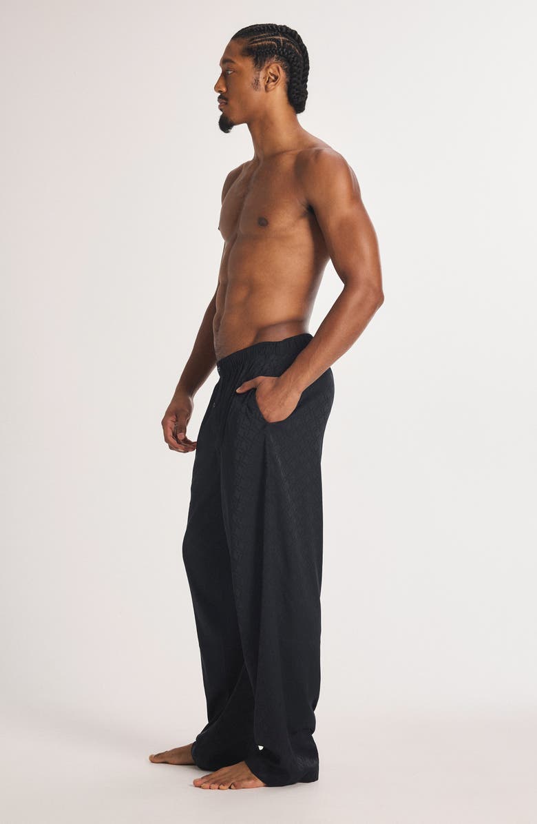 SAVAGE X FENTY Savage X Satin Jacquard Sleep Pants, Alternate, color, Black Caviar X Hatch Jacquard