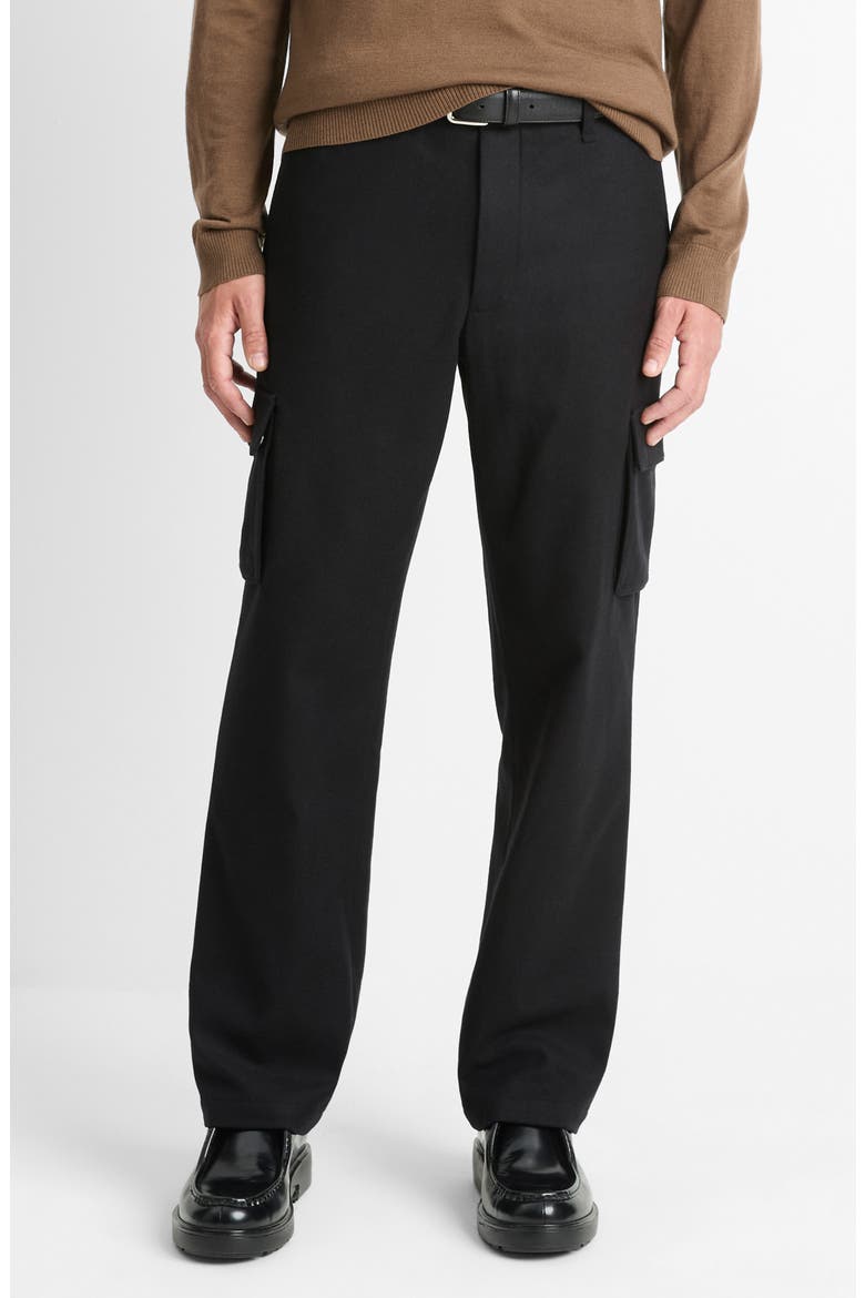 Wool Blend Flannel Cargo Pants, Main, color, BLACK