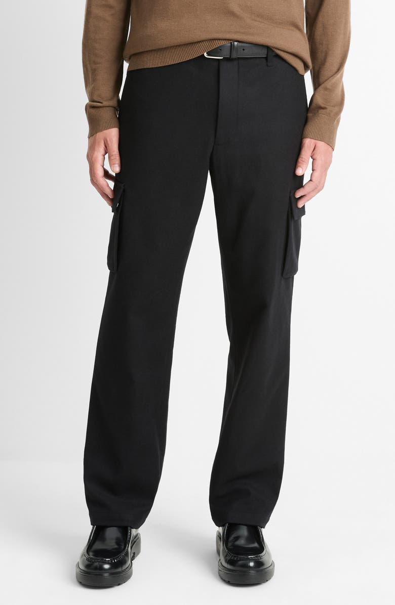 Vince Wool Blend Flannel Cargo Pants, Main, color, Black