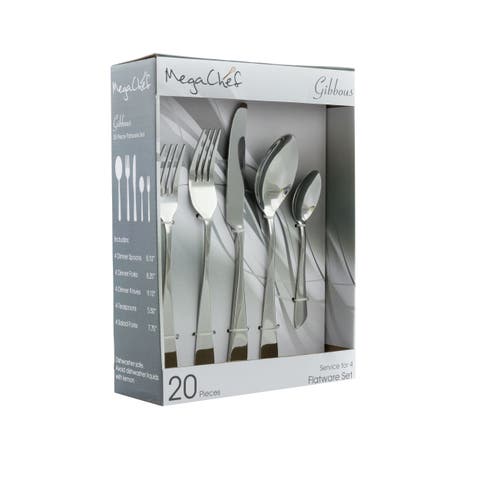 Gibbous 20 Piece Flatware Utensil Set, Stainless Steel Silverware Metal Service for 4