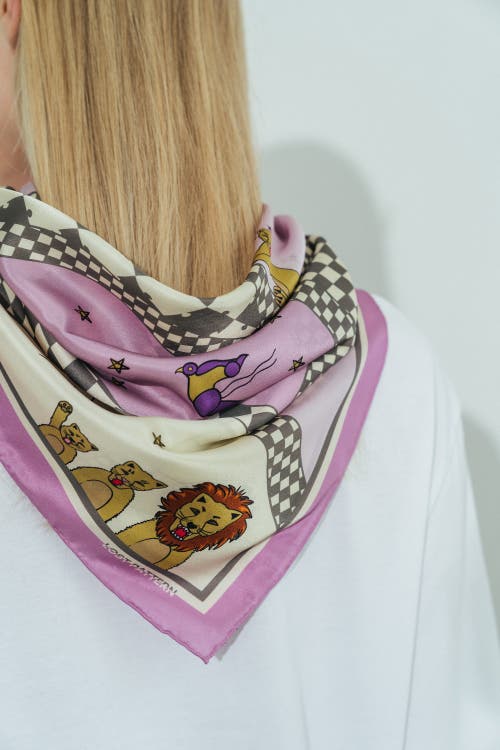 Lost Pattern Nyc "journey" Silk Scarf By Shantall Lacayo In Purple