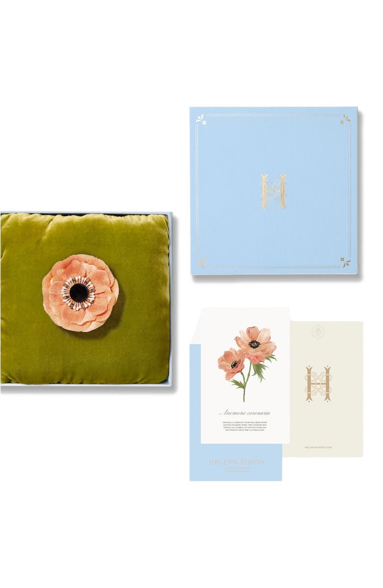 Helena Simon The Peach Anemone Floral Brooch, Alternate, color, Peach