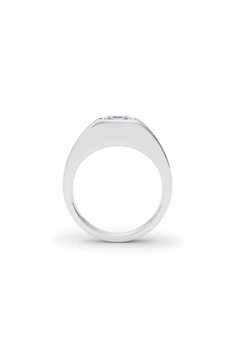 HauteCarat Men's Asscher Cut Lab Created Diamond Signet Ring, Alternate, color, 2.00 Ctw 18K White Gold