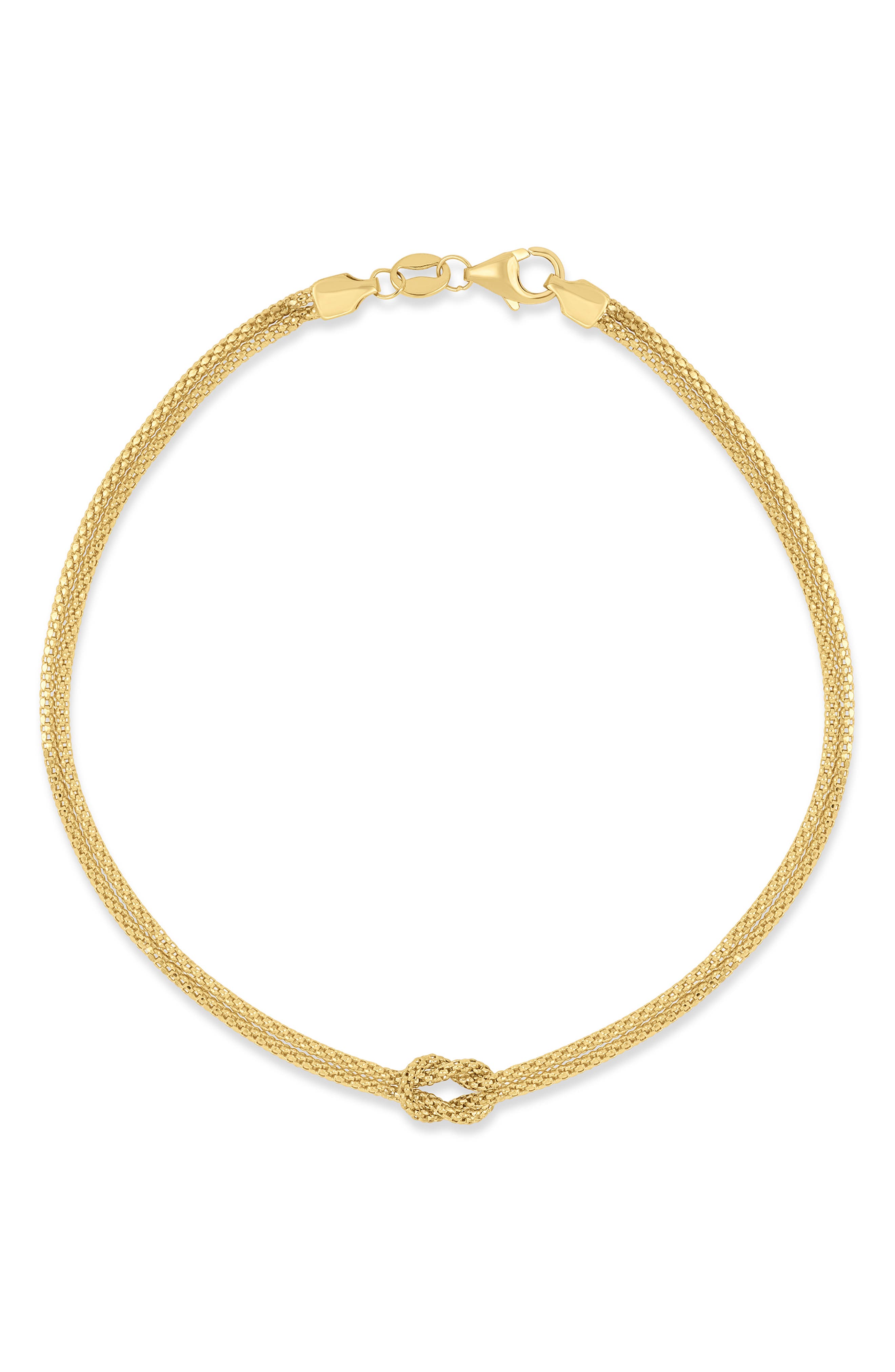 14k Gold Triple Strand Knot Chain Bracelet