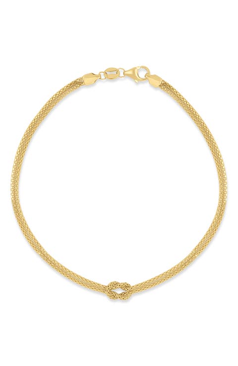 14k Gold Triple Strand Knot Chain Bracelet