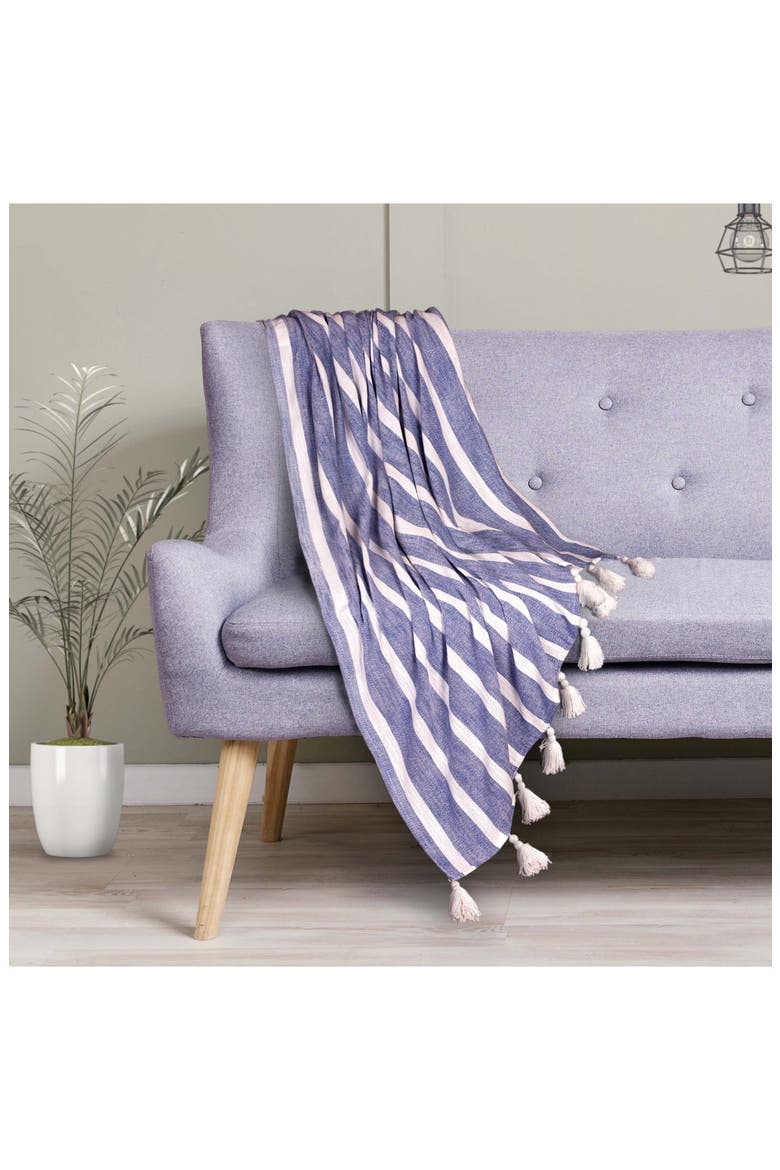 Nara Tassel Throw Blanket, Alternate, color, BLUE