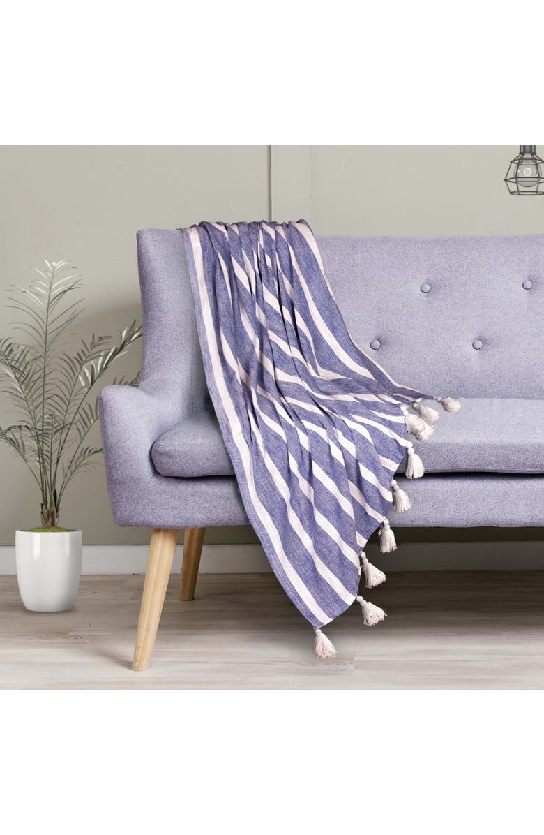 PARKLAND COLLECTION Nara Tassel Throw Blanket, Alternate, color, Blue