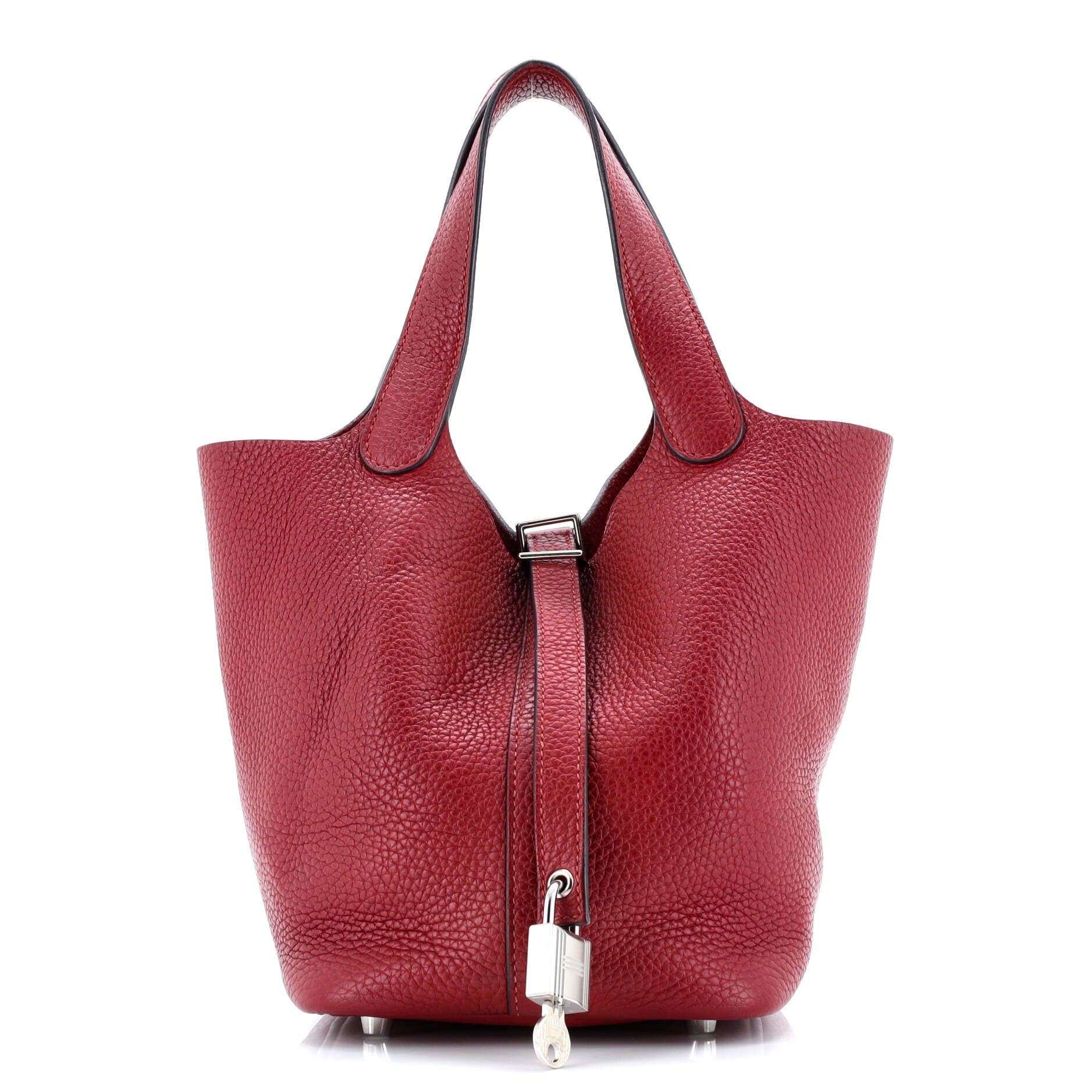 Pre-Owned Hermes Picotin Lock Bag Clemence PM, Main, color, Rouge Grenat