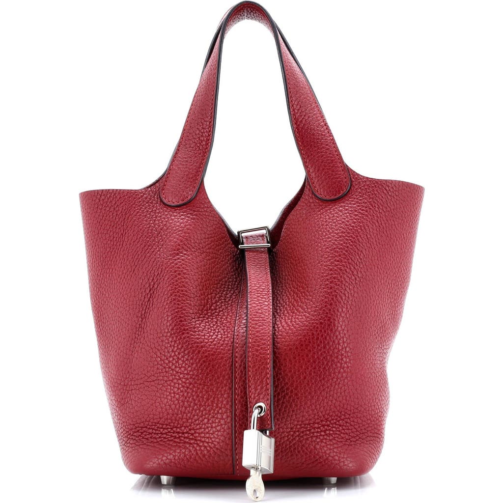 Pre-owned Hermes Hermes Picotin Lock Bag Clemence Pm In Burgundy