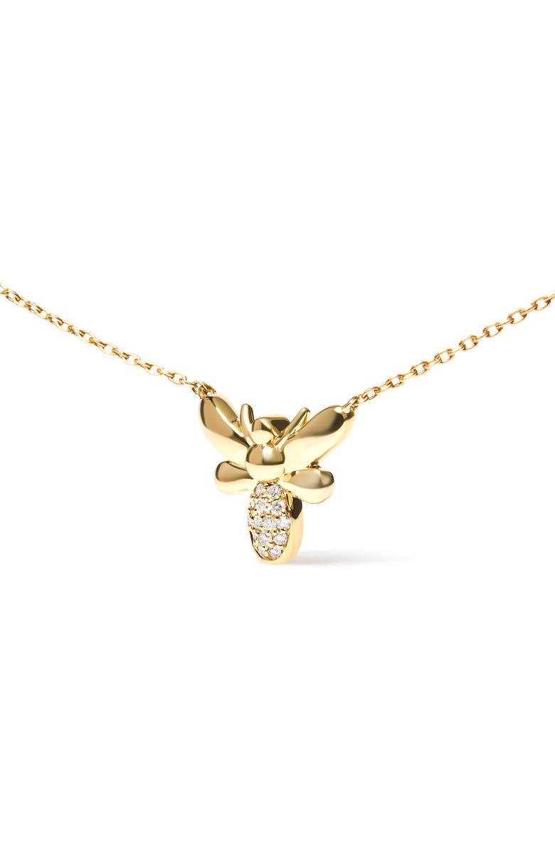 Haus of Brilliance 10K Yellow Gold Diamond Accented Bumble Bee Pendant Inch Necklace, Alternate, color, Yellow