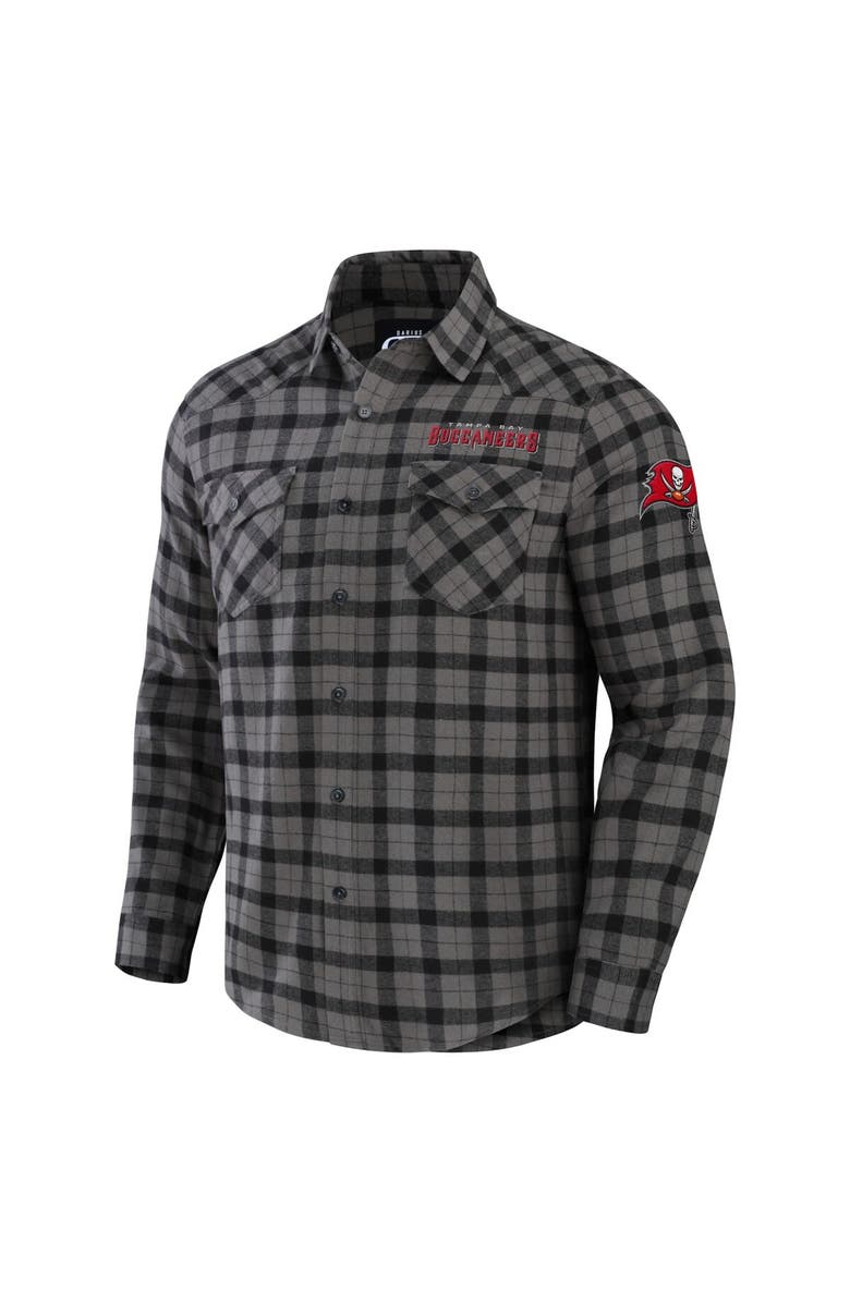 NFL X DARIUS RUCKER Men's NFL x Darius Rucker Collection by Fanatics Gray Tampa Bay Buccaneers Flannel Long Sleeve Button-Up Shirt, Alternate, color, 