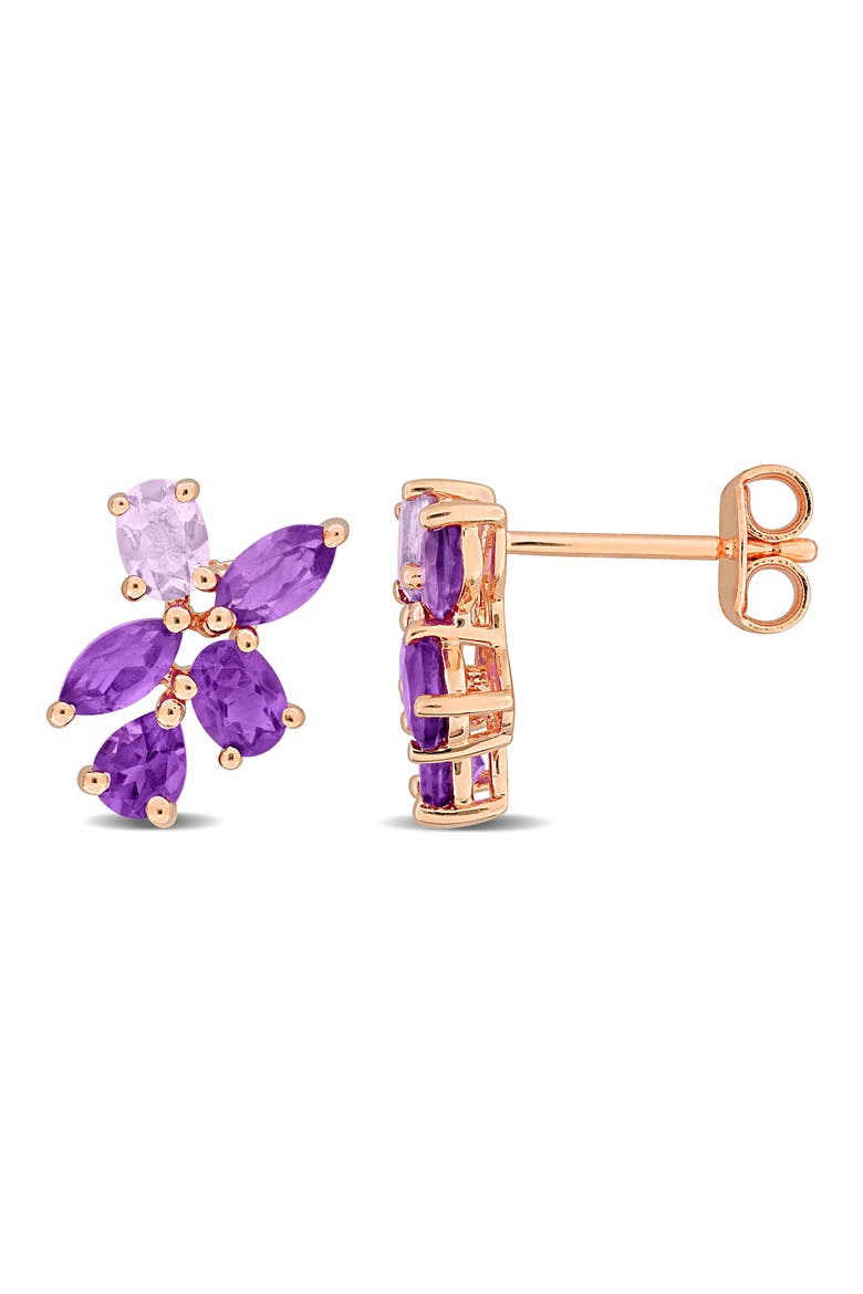 Rose Gold Plated Amethyst Stud Earrings, Main, color, PURPLE