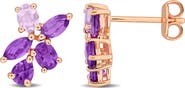 DELMAR Rose Gold Plated Amethyst Stud Earrings
