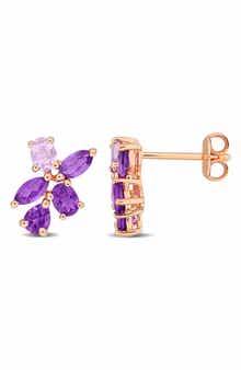 Rose Gold Plated Amethyst Stud Earrings