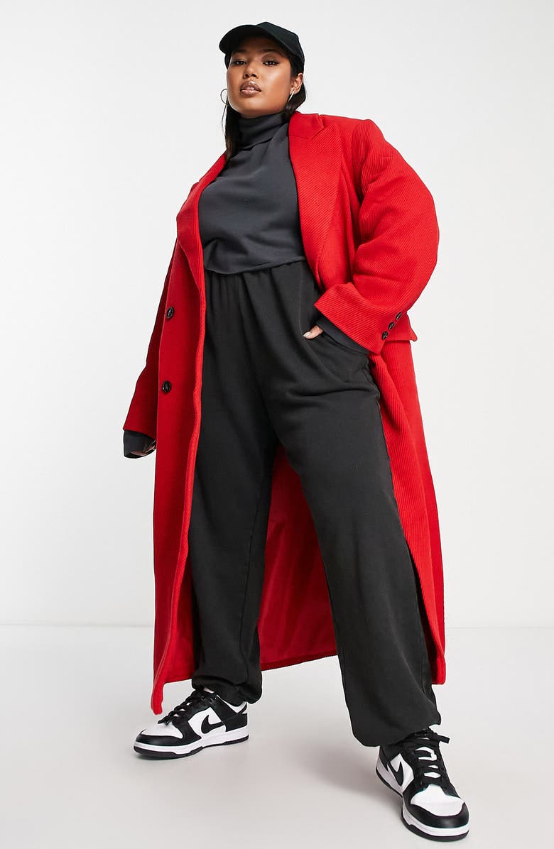 ASOS DESIGN Curve Twill Longline Coat, Main, color,