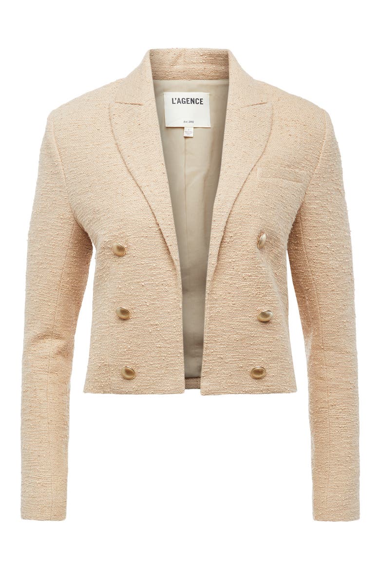 Inez Cotton Blend Crop Blazer, Alternate, color, ALMOND