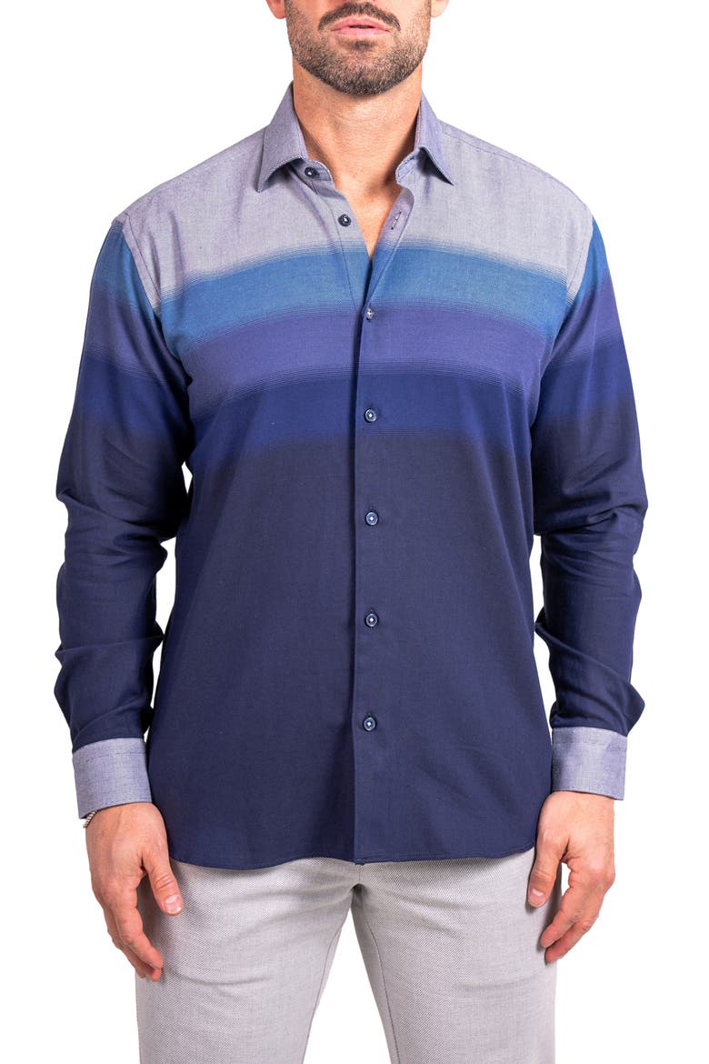 Fibonacci Ascension Contemporary Fit Button-Up Shirt, Main, color, BLUE