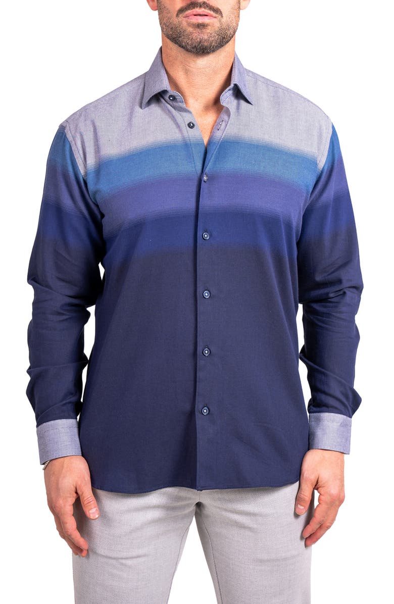 Maceoo Fibonacci Ascension Contemporary Fit Button-Up Shirt, Main, color, Blue
