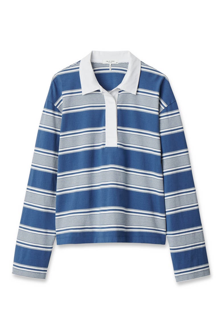 Kelly Stripe Long Sleeve Cotton Polo, Alternate, color, BLUE MULTI