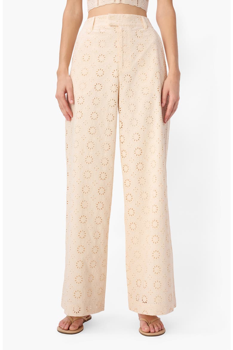 Jordi Cotton Broderie Anglaise Pants, Main, color, BONE