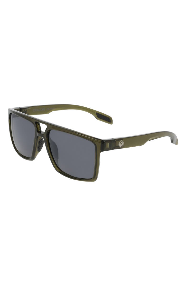 DRAGON 57mm Navigator Sunglasses, Alternate, color, Olive Green/ Silver Flash