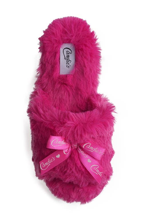 Candies Candie's Zazas Faux Fur Slide Sandal In Fuchsia