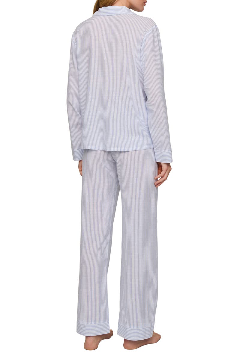 Eberjey Nautico Stripe Long Sleeve Top & Pants Pajamas, Alternate, color, White/ Cornflower Blue