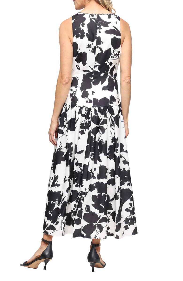 SL FASHIONS Floral Drop Waist Gown, Alternate, color, Ivory Black