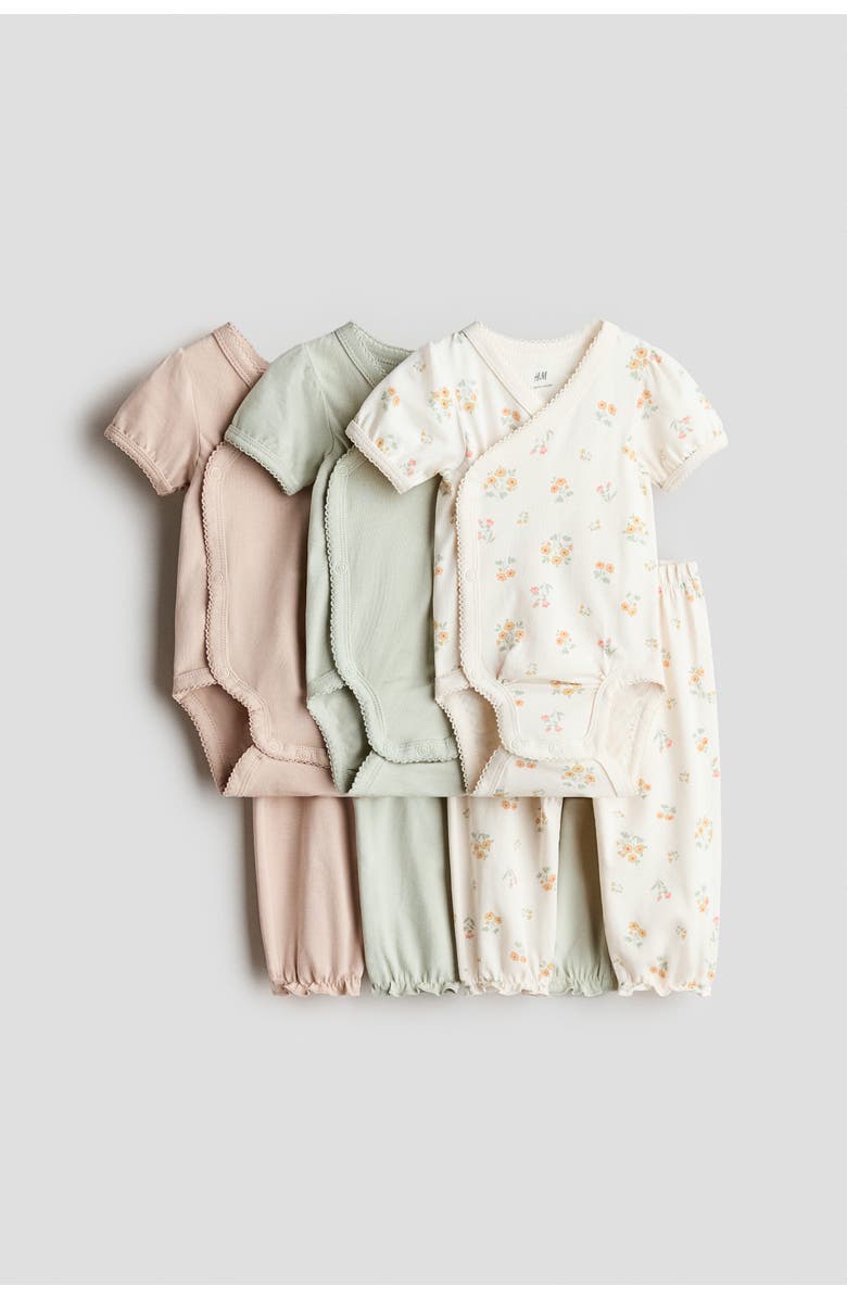 H&M 6-piece Cotton Set, Main, color, Cream/Floral