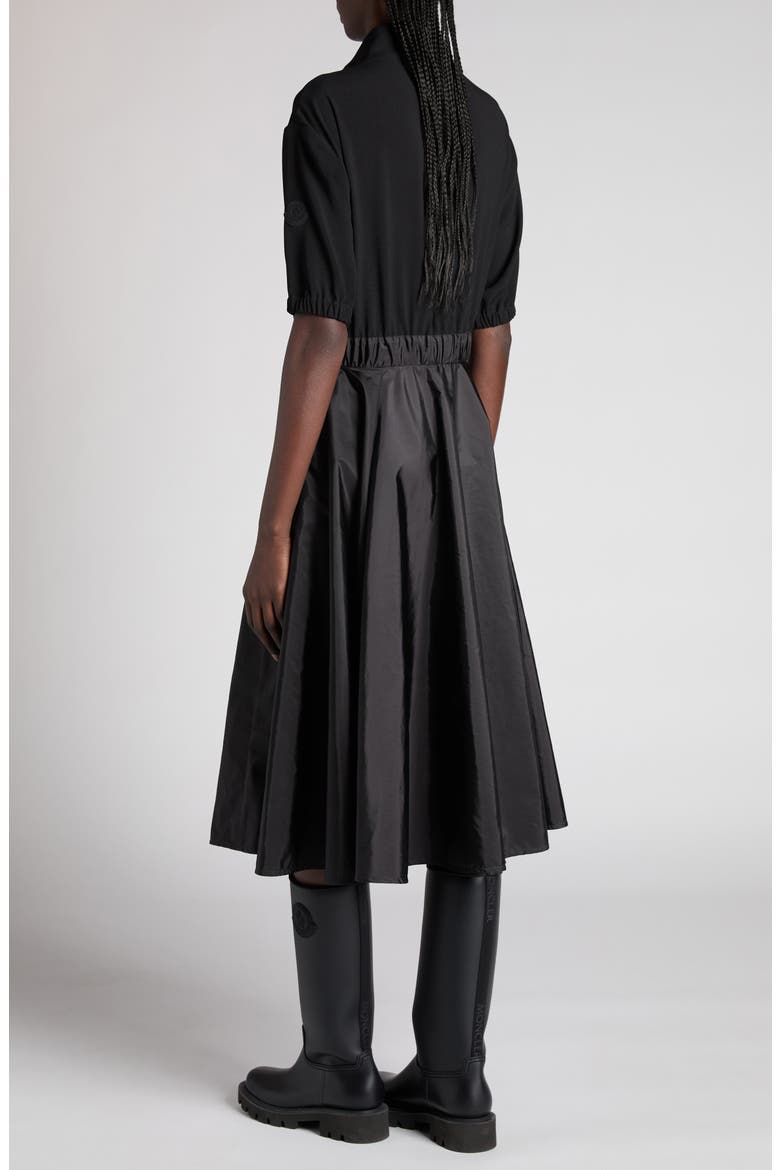 Mixed Media A-Line Dress, Alternate, color, BLACK