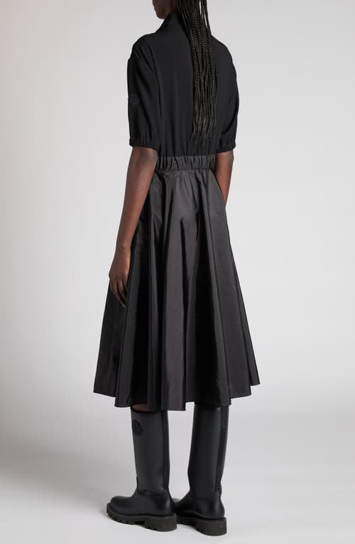 Moncler Robe Midi En Satin In Black