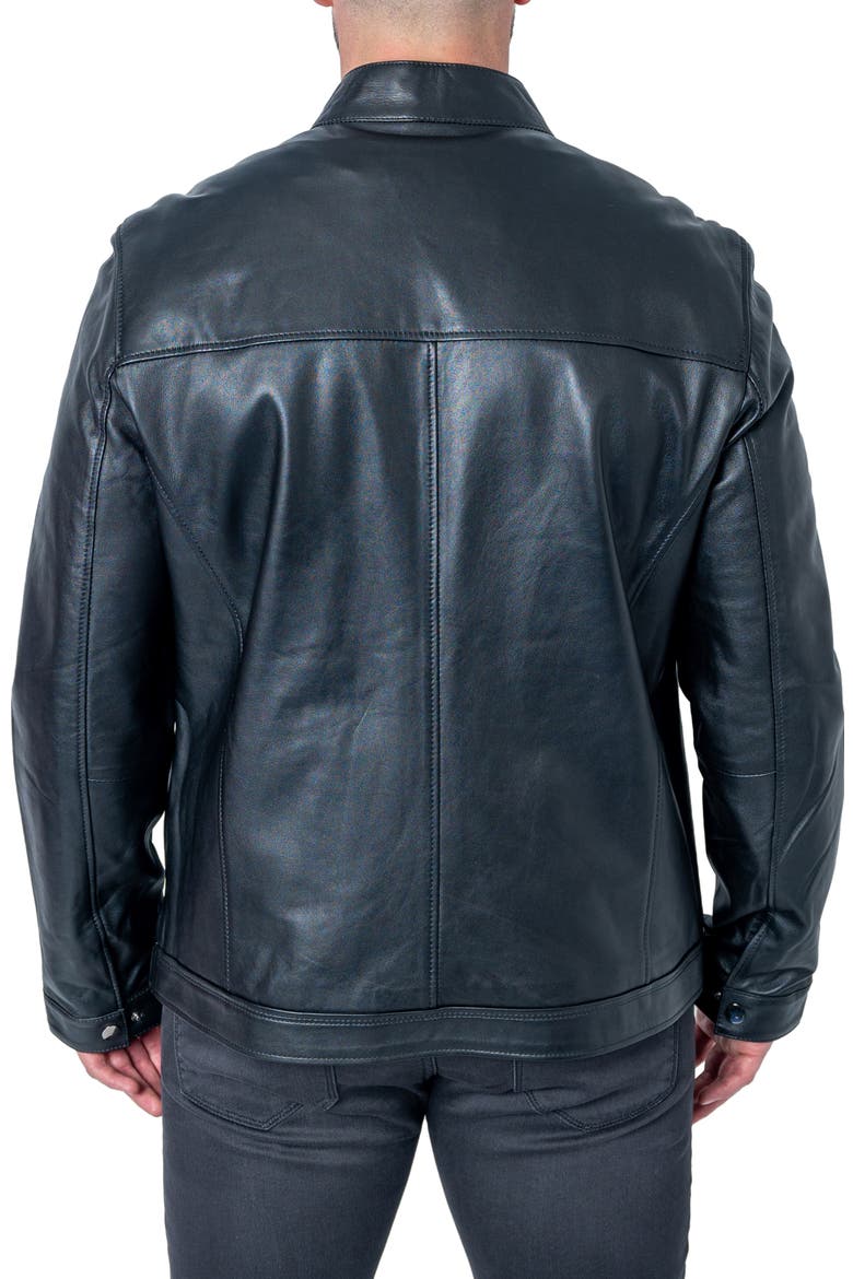 Smooth Black Leather Jacket, Alternate, color, BLACK