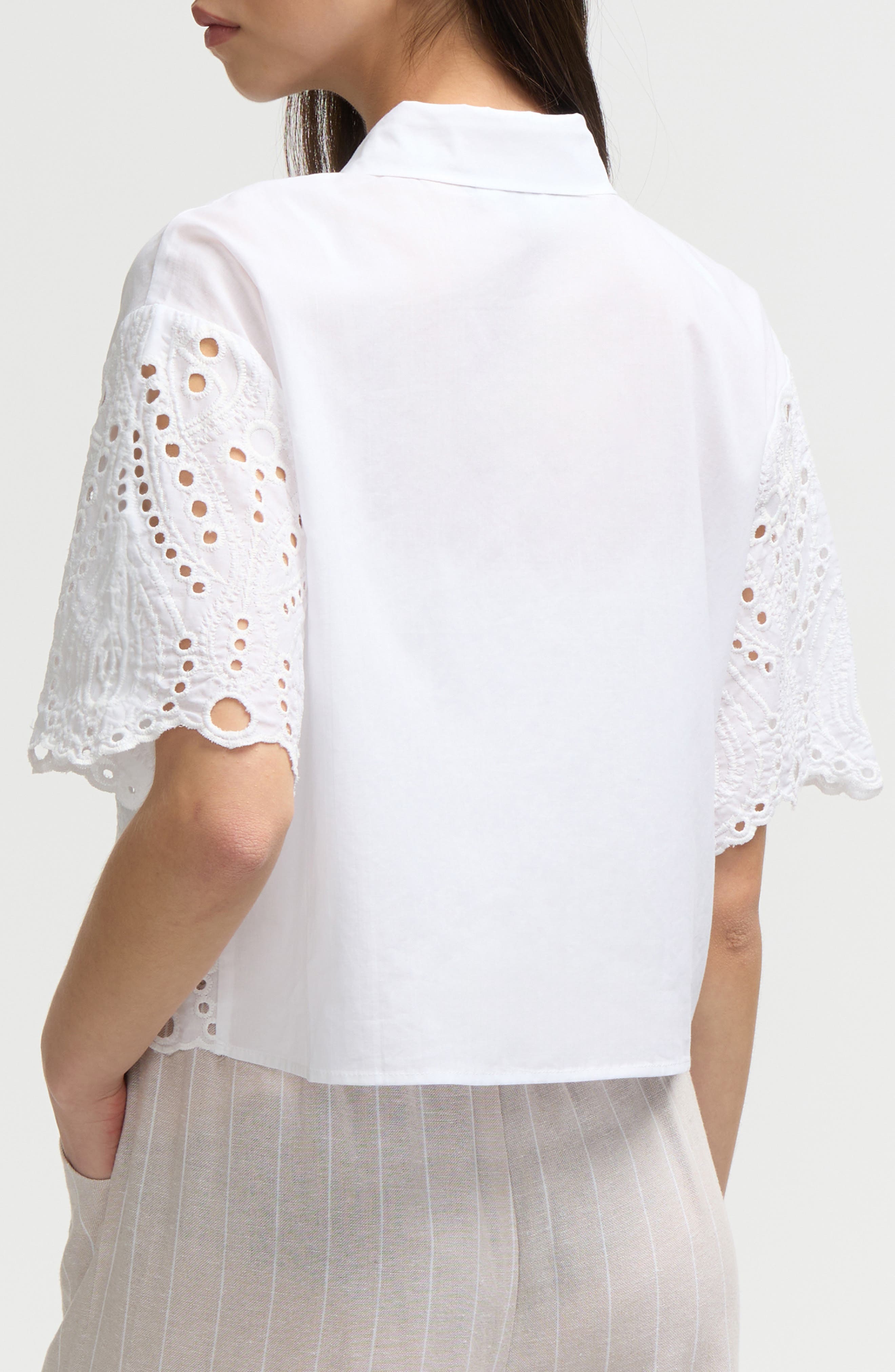 Eyelet Quarter Button Short Sleeve T-Shirt