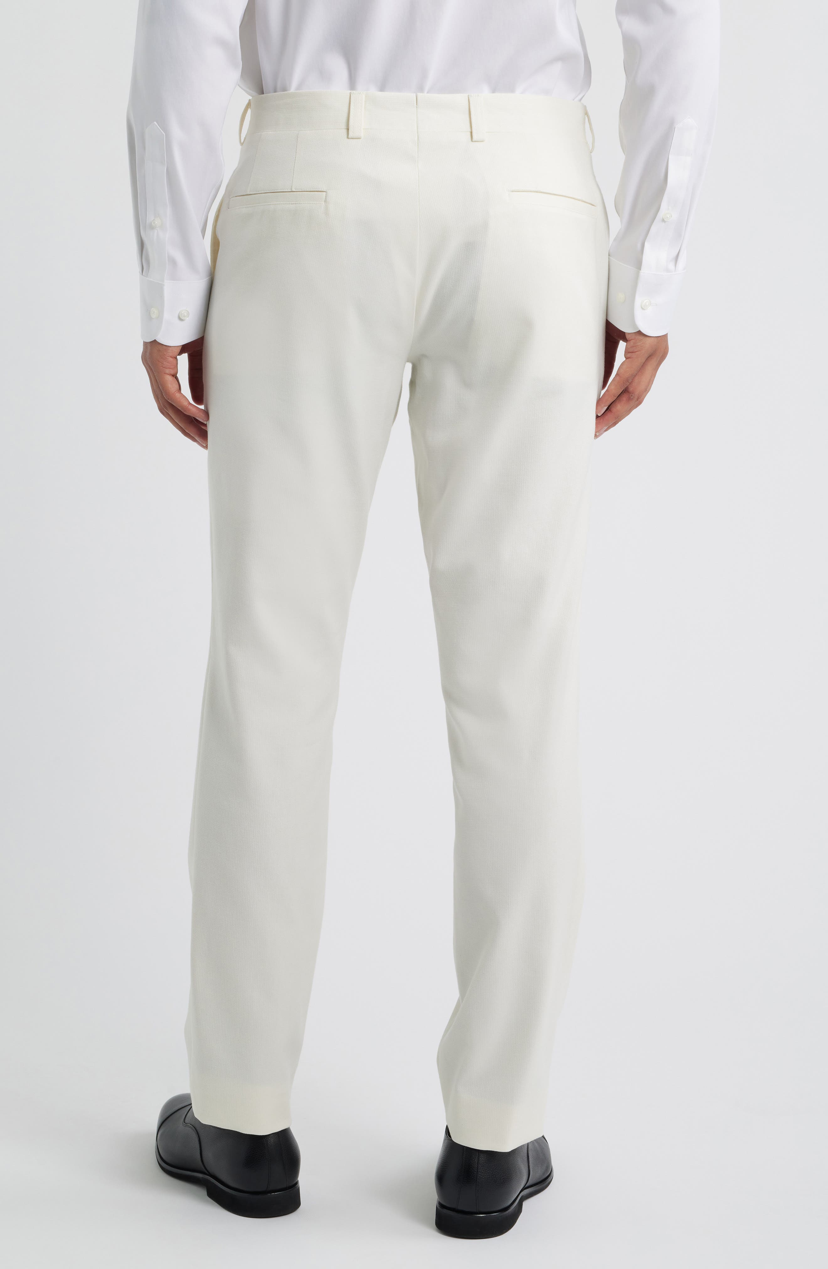 Piero Flat Front Stretch Cotton & Wool Pants - image 4