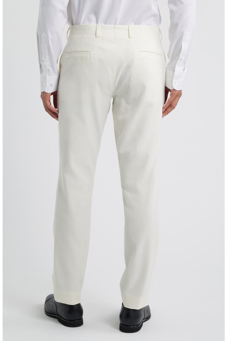 Piero Flat Front Stretch Cotton & Wool Pants, Alternate, color, OFF WHITE