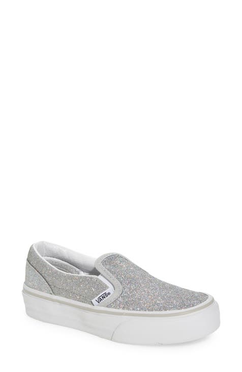 Vans Ward Party 2024 Glitter Kids Girls Sz US 6.0 Girl's (Youth) Shoes Silver/White