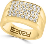 EFFY Gold-Plated Sterling Silver White Topaz Pavé Signet Ring