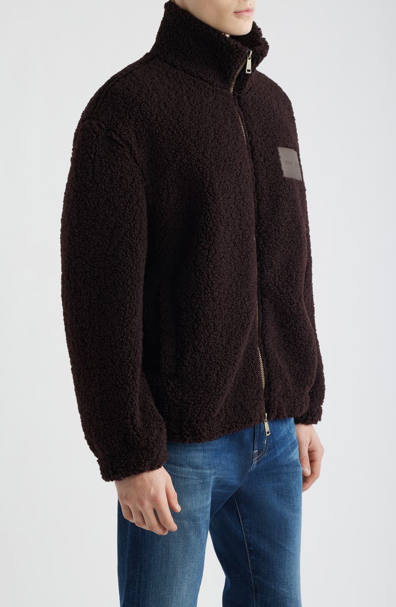 Reiss Mach Graphic High Pile Fleece Jacket, Alternate, color, Chocolate Brown
