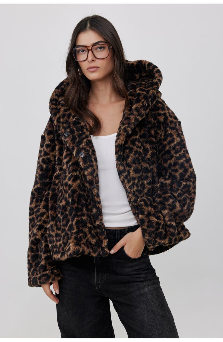Gottex Beach Life The Leopard Hooded Coat, Alternate, color, Leopard