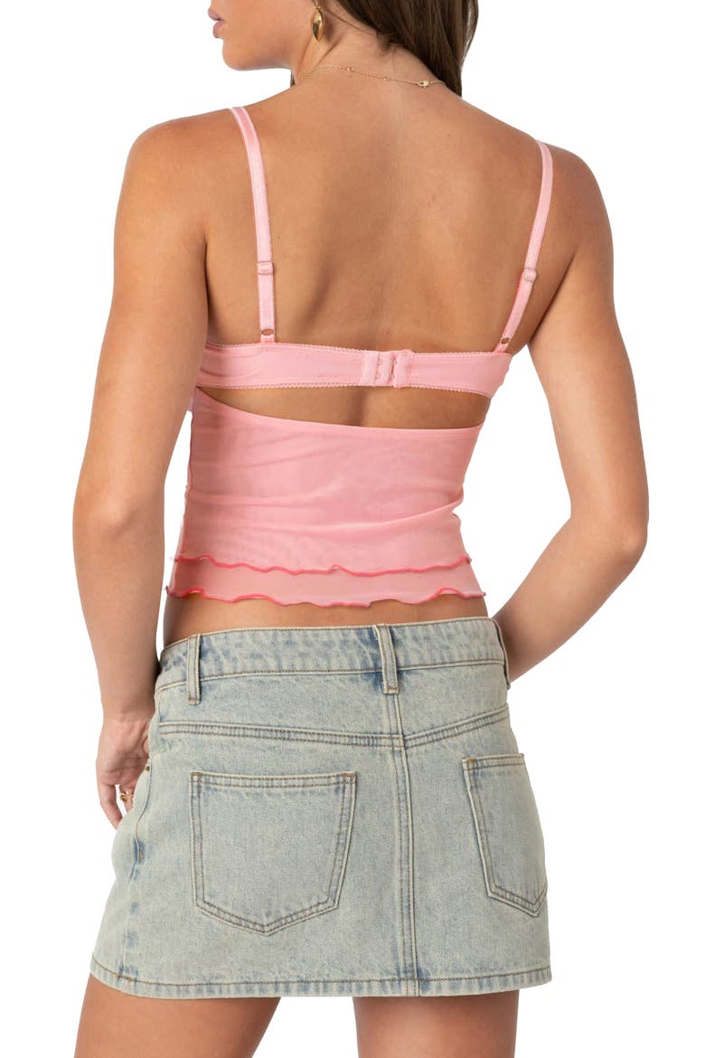 Embroidered Floral Cutout Lace Crop Top, Alternate, color, PINK